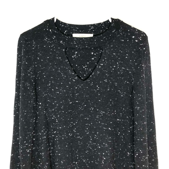 2/$30 - Loft - Black Speckled Cutout Sweater | Long Sleeve Casual Knit Top - Picture 4 of 9